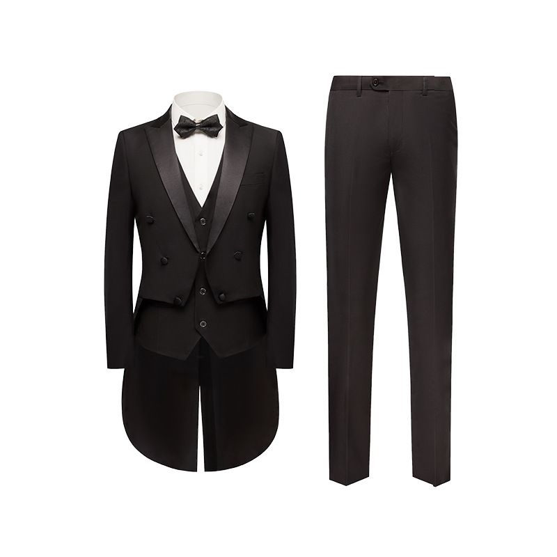 POSHAWN Mens 3 Piece Suit Double Breasted Black XL