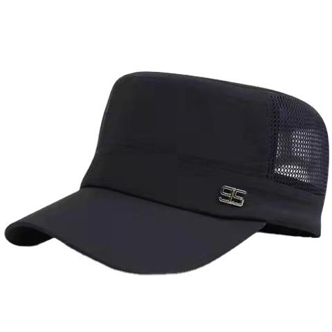 Men Mesh Flat Top Hat Sun Protection Outdoor Full net beige Adjustable