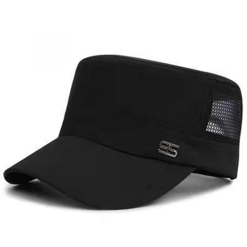 Men Mesh Flat Top Hat Sun Protection Outdoor half net black Adjustable