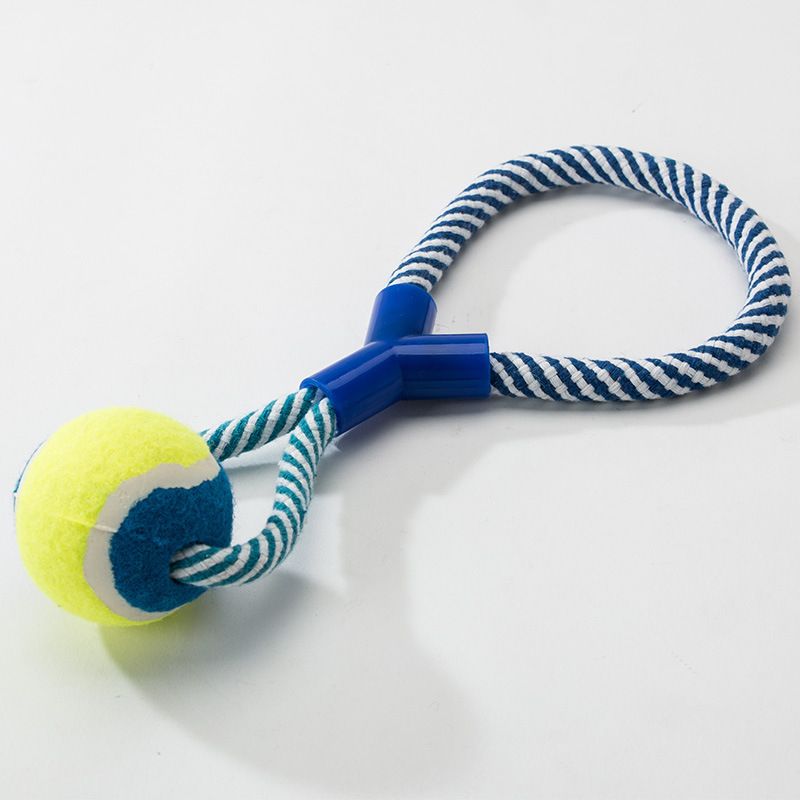 Sour bear Dog Chew Toy Cotton Rope Molar Bite Resistance Two-color tug-of-war Ball Blue