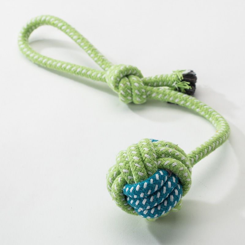 Sour bear Dog Chew Toy Cotton Rope Molar Bite Resistance Two-color tug-of-war Ball Blue