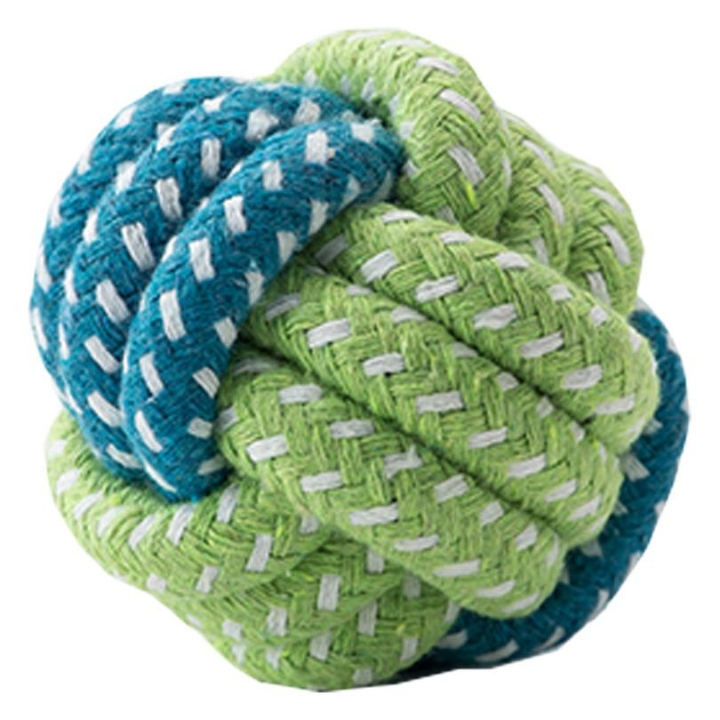 Sour bear Dog Chew Toy Cotton Rope Molar Bite Resistance Three-color dumbbell blue and green