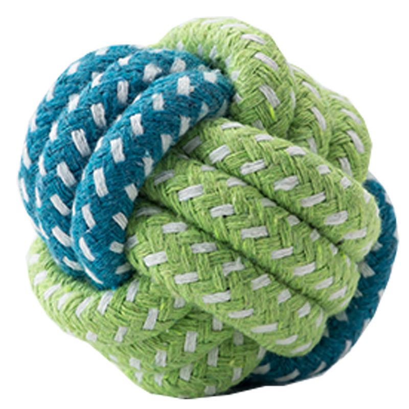 Sour bear Dog Chew Toy Cotton Rope Molar Bite Resistance Three-color dumbbell blue and green