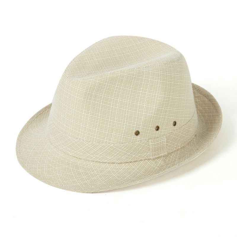 Men's Linen Top Hat Summer Dome Curled Brim Hong Kong and Macao hemp Black 60#