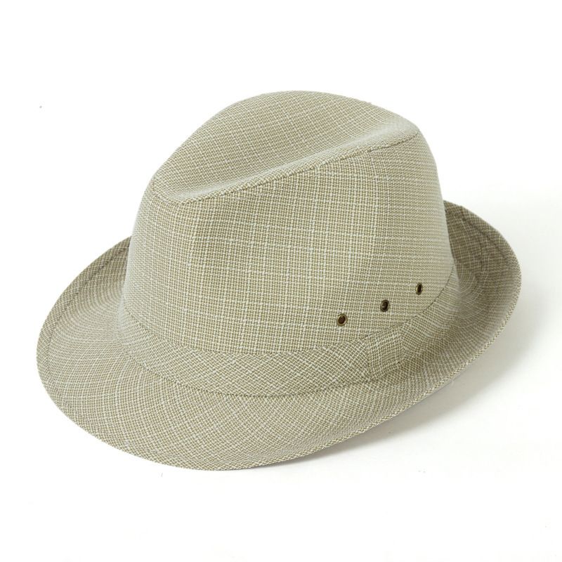 Men's Linen Top Hat Summer Dome Curled Brim Hong Kong and Macao hemp cyan 58#