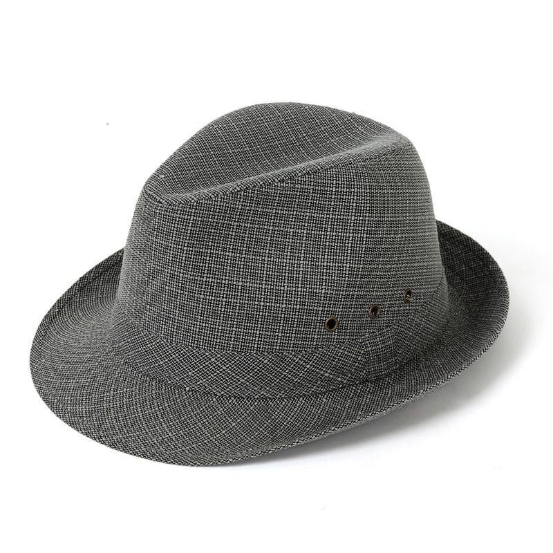 Men's Linen Top Hat Summer Dome Curled Brim Hong Kong and Macao hemp deep gray 59#