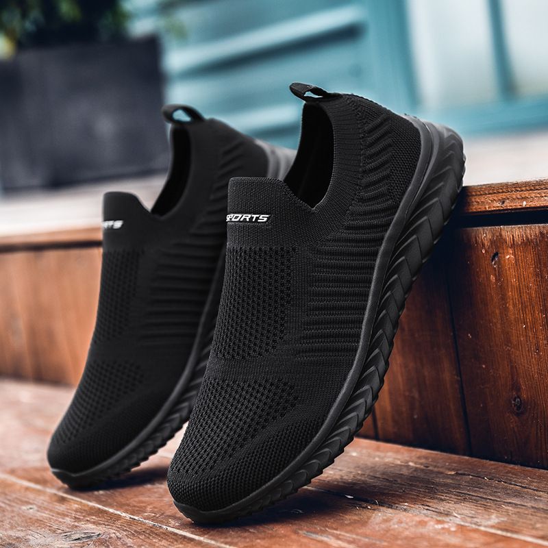 Men Sports Shoes Lightweight Breathable Mesh A19 Black 43
