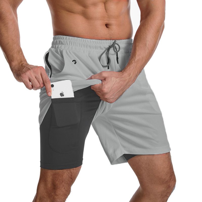 MUSCLE BURNING Men Running Shorts Quick Dry 5 Inch Light gray