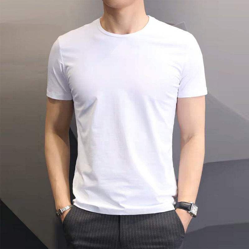 Men Tshirt White Slim Fit Short Sleeve Black [slim edition]]