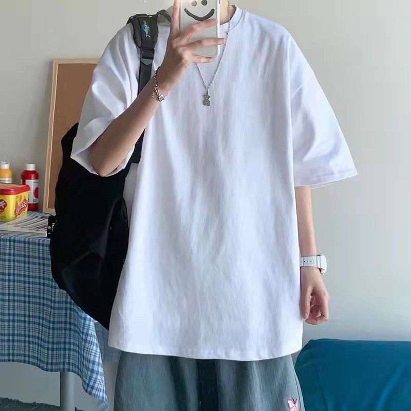 Men Tshirt White Slim Fit Short Sleeve White [loose version]]