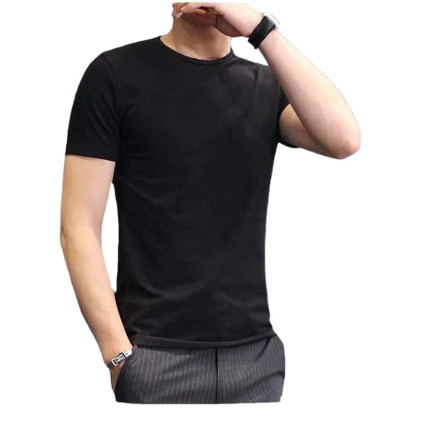 Men Tshirt White Slim Fit Short Sleeve Black [slim edition]] XL