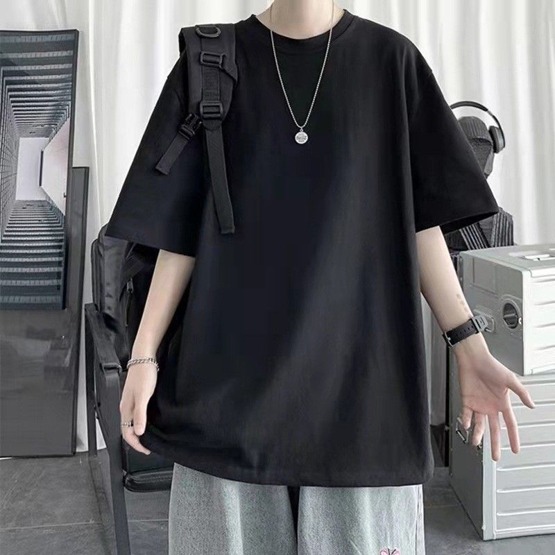 Men Tshirt White Slim Fit Short Sleeve Black [loose version]] XL