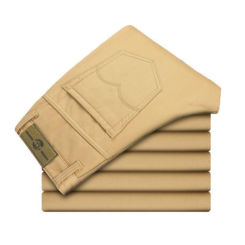 Tao Shang Pai Mens Cotton Chinos Straight Trousers Khaki 28
