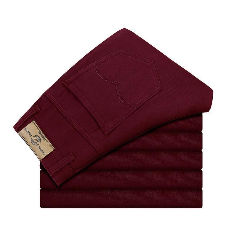 Tao Shang Pai Mens Cotton Chinos Straight Trousers Red 33