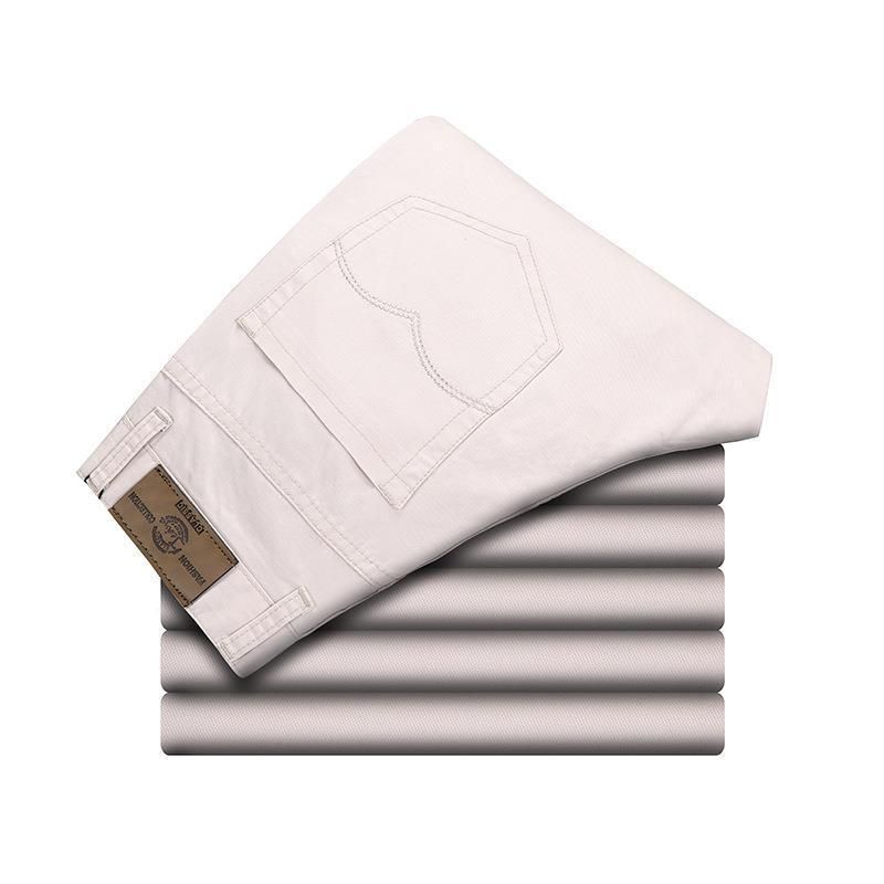 Tao Shang Pai Mens Cotton Chinos Straight Trousers White 32