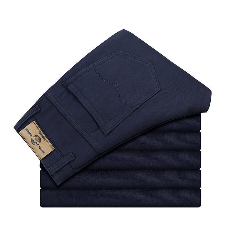 Tao Shang Pai Mens Cotton Chinos Straight Trousers Navy 36