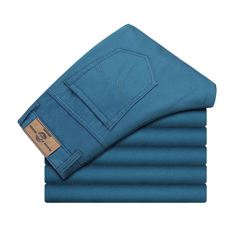 Tao Shang Pai Mens Cotton Chinos Straight Trousers Lake blue 36