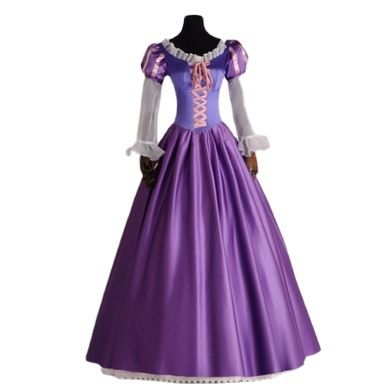 Adult Rapunzel Costume Purple Long Dress Polyester Style one Size: S; Height (cm): 155-160; Weight (kg): 45-50; Bust (cm): 82-86; Waist (cm): 66-70; Shoulder width (cm): 37; Length (cm): 58