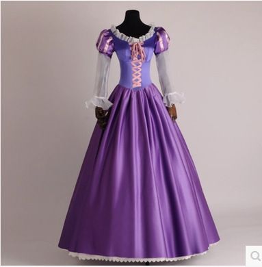 Adult Rapunzel Costume Purple Long Dress Polyester Style II (including skirt) XXL Size: XXL; Height (cm): 175-180; Weight (kg): 65-70; Bust (cm): 98-102; Waist (cm): 82-86; Shoulder width (cm): 41; Length (cm): 66