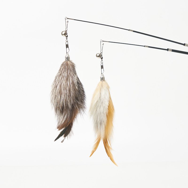 Fox Fur Cat Teasing Stick Aishangle Three Section Pink Feather cluster pendant