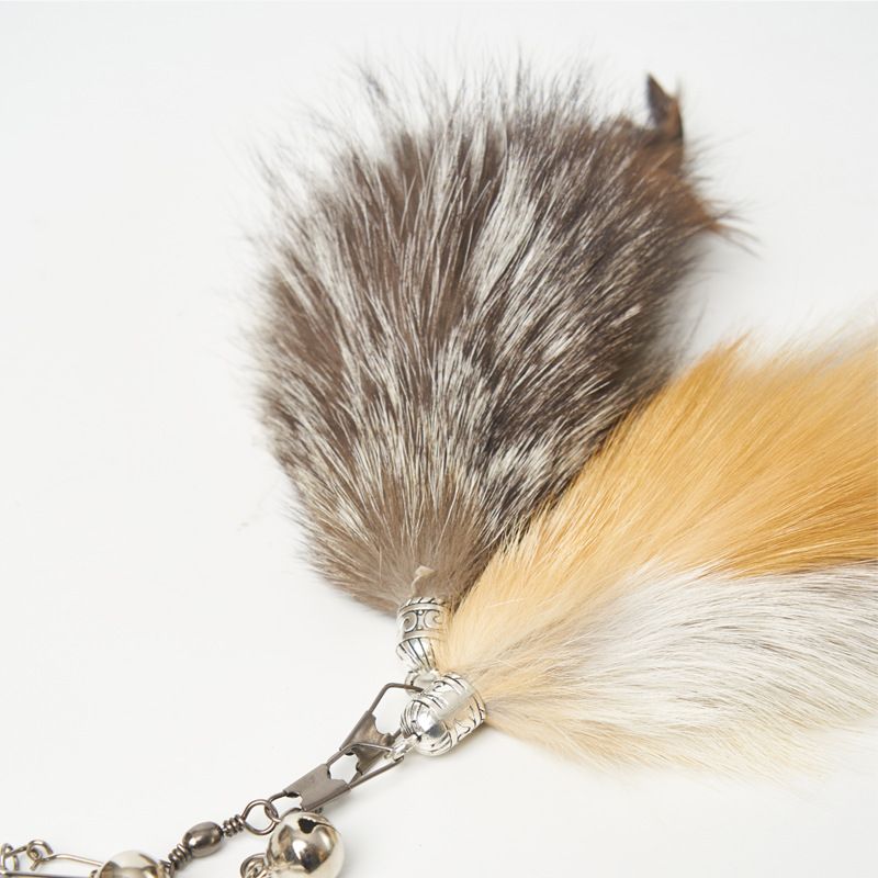 Fox Fur Cat Teasing Stick Aishangle Three Section Purple feather cluster pendant