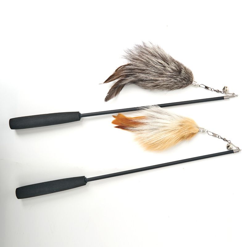 Fox Fur Cat Teasing Stick Aishangle Three Section Purple feather cluster pendant