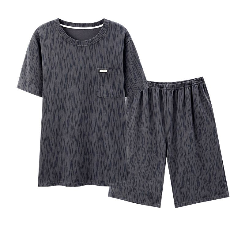 Shelofei Men Summer Cotton Pajama Set Short Sleeve DF93020 XL