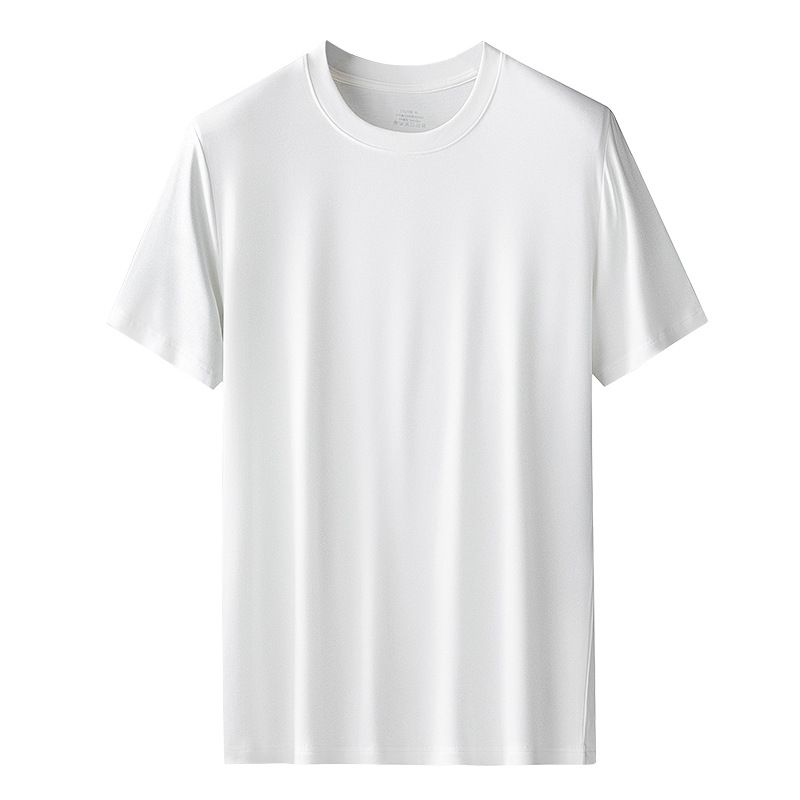 Kang Gongfang Men Modal T-Shirt Crewneck Short Sleeve Round neck-warm White 5XL (103.00kg