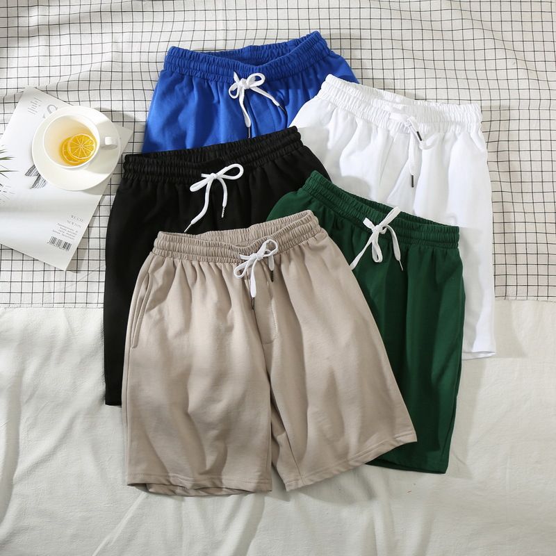Men Summer Casual Straight Solid Polyester Elastic... White L
