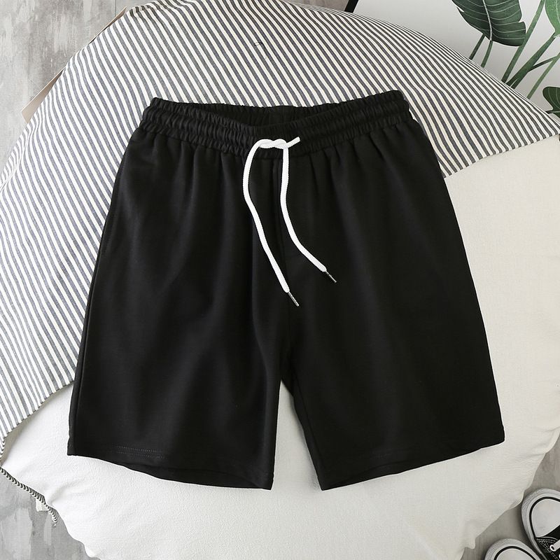 Men Summer Casual Straight Solid Polyester Elastic... Black XL