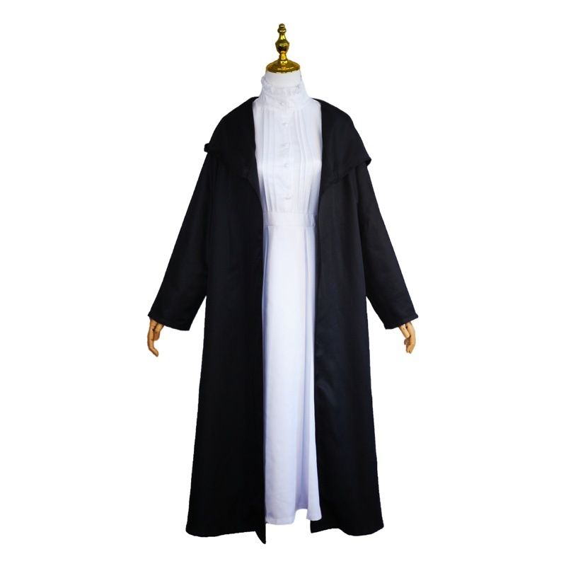 Frieren Cosplay Costume with Wig Polyester Fulilian complete set + wig M Size: M; Height (cm): 160-165; Weight (kg): 50-55; Bust (cm): 86-90; Waist (cm): 70-74; Shoulder width (cm): 38; Length (cm): 60