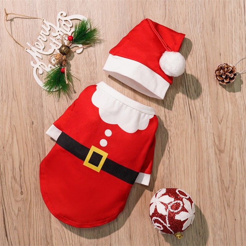 Christmas Pet Clothes Dog Cat Winter Cotton Red Christmas suit M