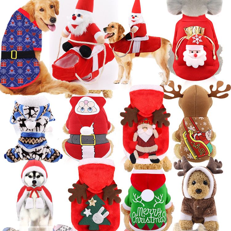 Christmas Pet Clothes Dog Cat Winter Cotton T-shirt Christmas red White Deer face 2XL