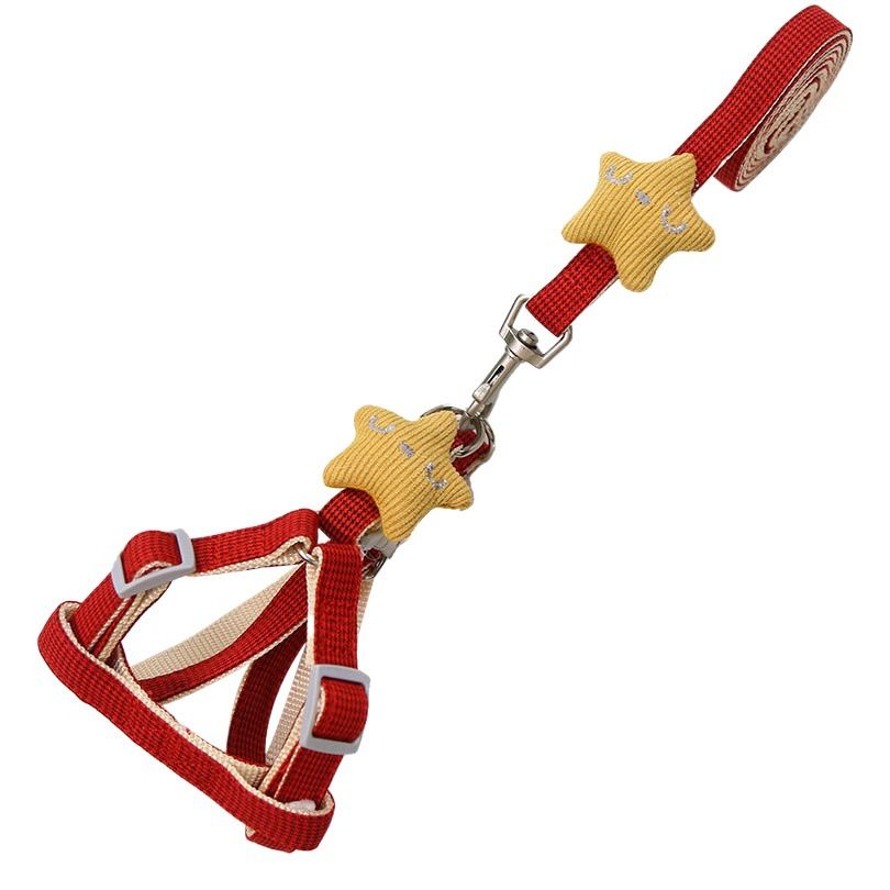 Weiwang Dog Harness Nylon Starfish S Starfish chest strap traction wine red S (applicable to pets within 8kg)