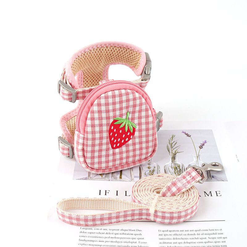 Zichen Polyester Vest Dog Harness Small Pet Pink fruit (one set as shown) 1.5(S) suitable for 1.50 kg-3.50 kg