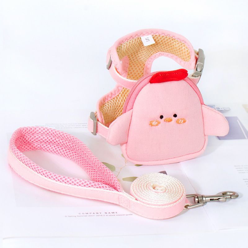 Zichen Polyester Vest Dog Harness Small Pet Pink chick (one set as shown) 1.5(S) suitable for 1.50 kg-3.50 kg
