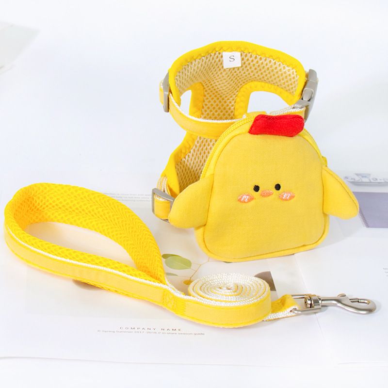 Zichen Polyester Vest Dog Harness Small Pet Yellow chick (one set as shown) 1.5(S) suitable for 1.50 kg-3.50 kg