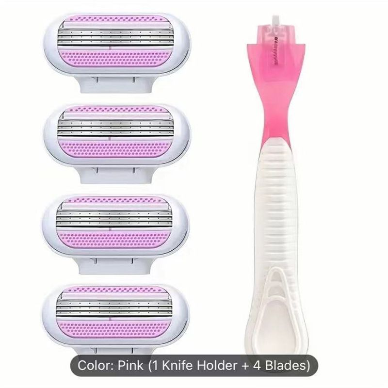 Jiyun Manual Shaving Razor 3 Layer Blade Blue 4 cutter heads