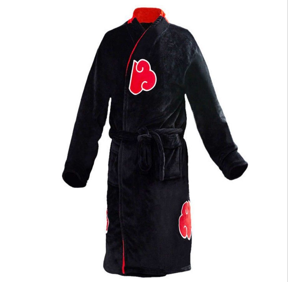Akatsuki Flannel Bathrobe Naruto Sleepwear Unisex Akatsuki red cloud hokage bathrobe