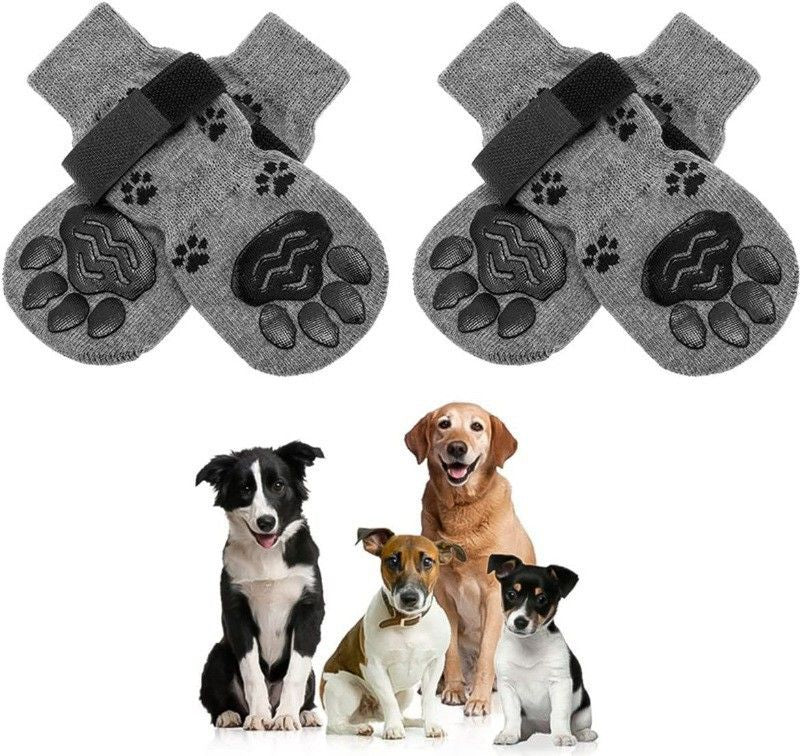 Dog Shoes Non Slip Indoor Outdoor Cotton Gray - single-sided dot dispensing [opp bag packaging] L large size 7.5*18cm [recommended within 15-20kg inches] [pack of four]