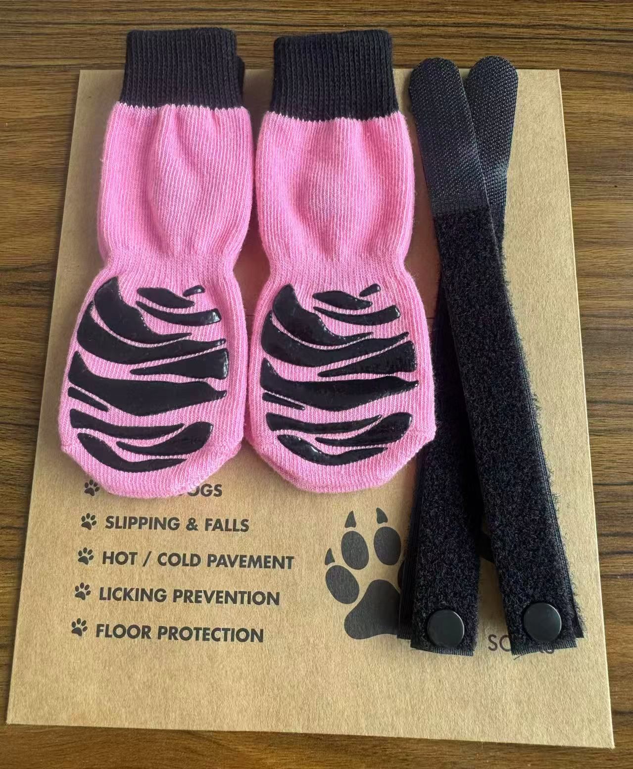 Dog Shoes Waterproof Non Slip Medium Large Pink tiger claw [high-end storage bag] S small size 5.5*14cm [recommended within 5-10kg inches] [pack of four]