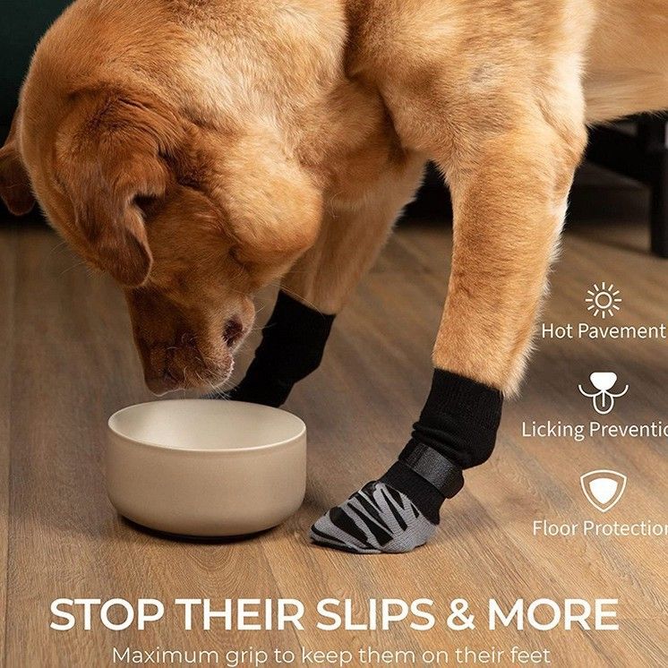 Dog Shoes Waterproof Non Slip Medium Large Pink tiger claw [high-end storage bag] S small size 5.5*14cm [recommended within 5-10kg inches] [pack of four]