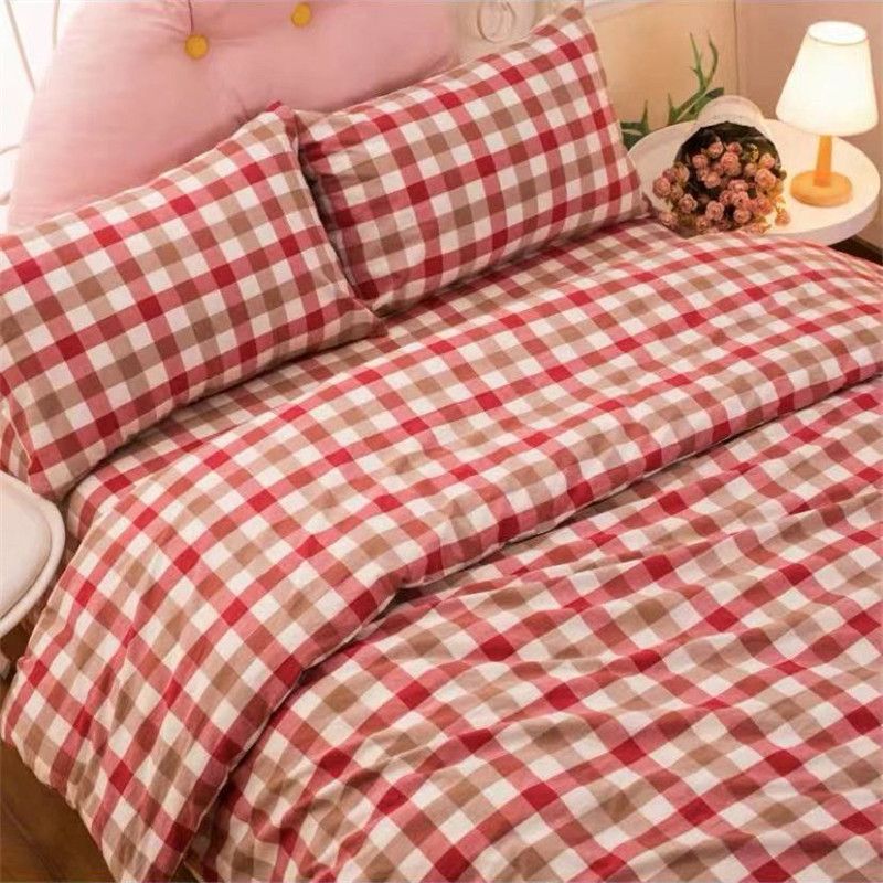 Duo Duo Quilt Cover Set Twill Geometric Pattern Red striped flower 1.5x 2.1 m quilt cover
