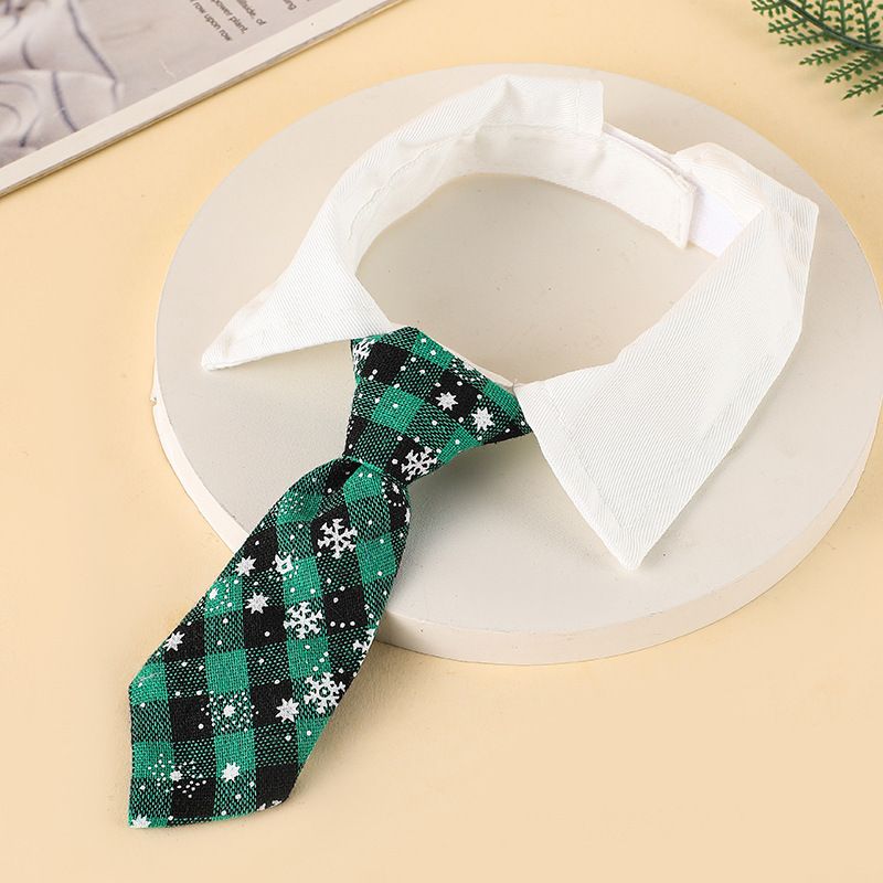 AMOOR Pet Scarf Cartoon Print Polyester Christmas Snowflake Style [Green] L