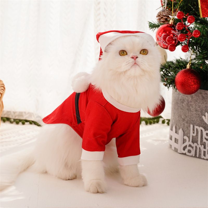 Pet Christmas Dog Clothes Polyester Christmas Red White Deer Face T-Shirt XL (Chest 50CM, Recommended Weight 9-11 Jin)