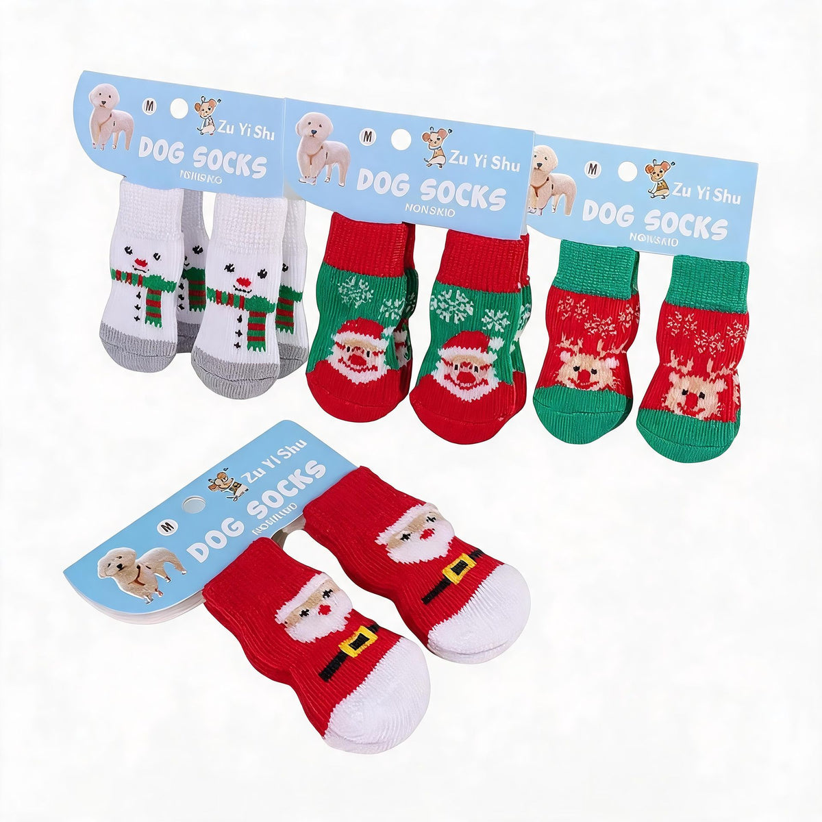 AMOOR Dog Christmas Socks Snowman Santa Claus