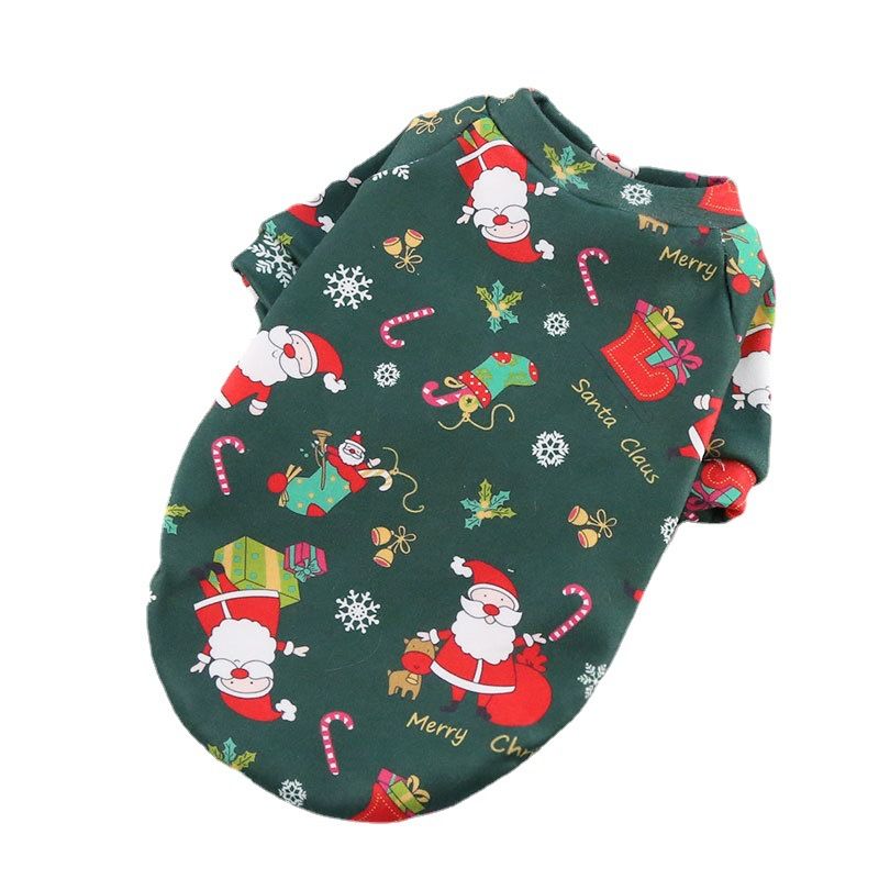 Pet Sweatshirt Christmas Print Fleece Lined Dog Cat Two-legged composite velvet burgundy bottom old man 3XL (chest circumference 68 back length 42)