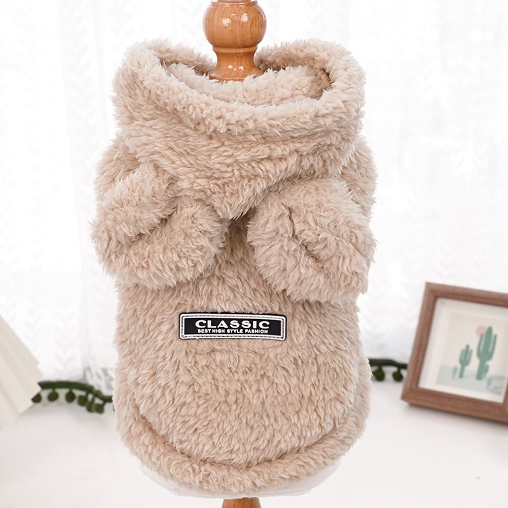Cat Hoodie Rabbit Ear Fleece Light Brown Bunny Ear Fleece Hoodie 3XL (Chest 64cm, Back Length 45cm)
