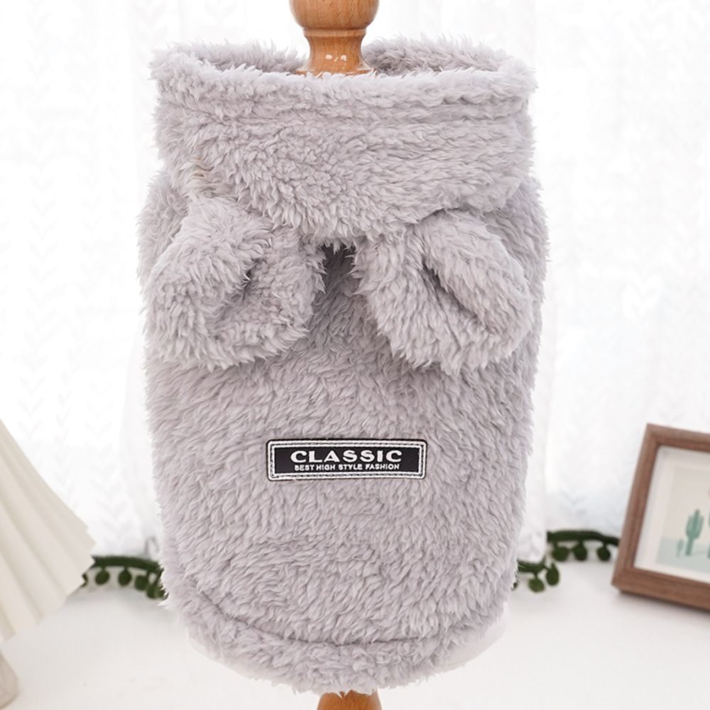 Cat Hoodie Rabbit Ear Fleece Blue Gray Bunny Ear Fleece Hoodie XXL (Chest 57cm, Back Length 38cm)