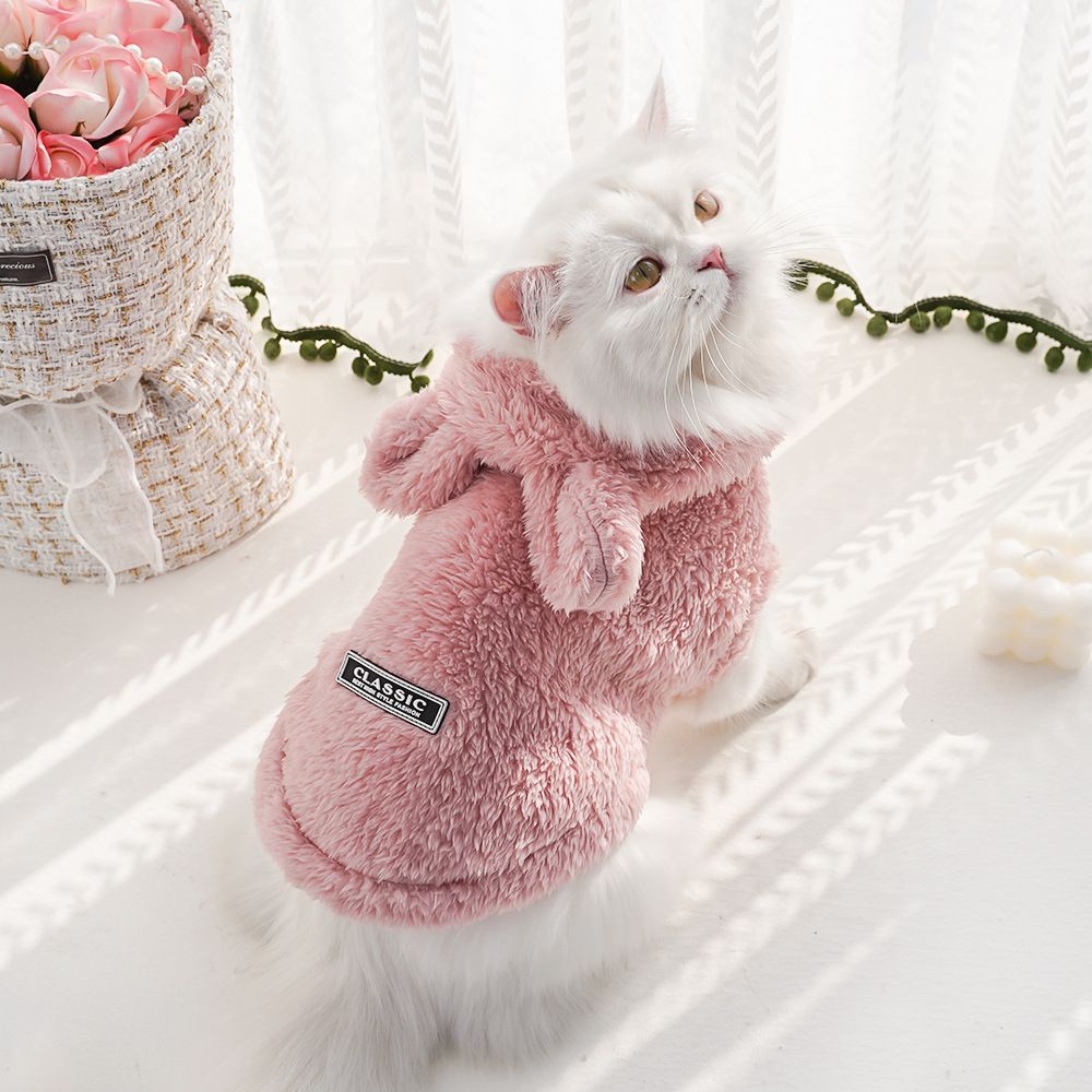 Cat Hoodie Rabbit Ear Fleece Blue Gray Bunny Ear Fleece Hoodie 3XL (Chest 64cm, Back Length 45cm)